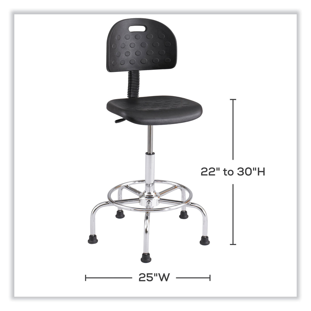 Workfit Economy Industrial Chair, Up to 400 lb, 22" to 30" High Black Seat/Back, Silver Base, Ships in 1-3 Business Days