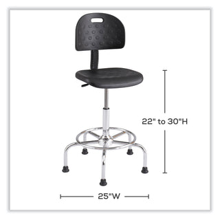 Workfit Economy Industrial Chair, Up to 400 lb, 22" to 30" High Black Seat/Back, Silver Base, Ships in 1-3 Business Days