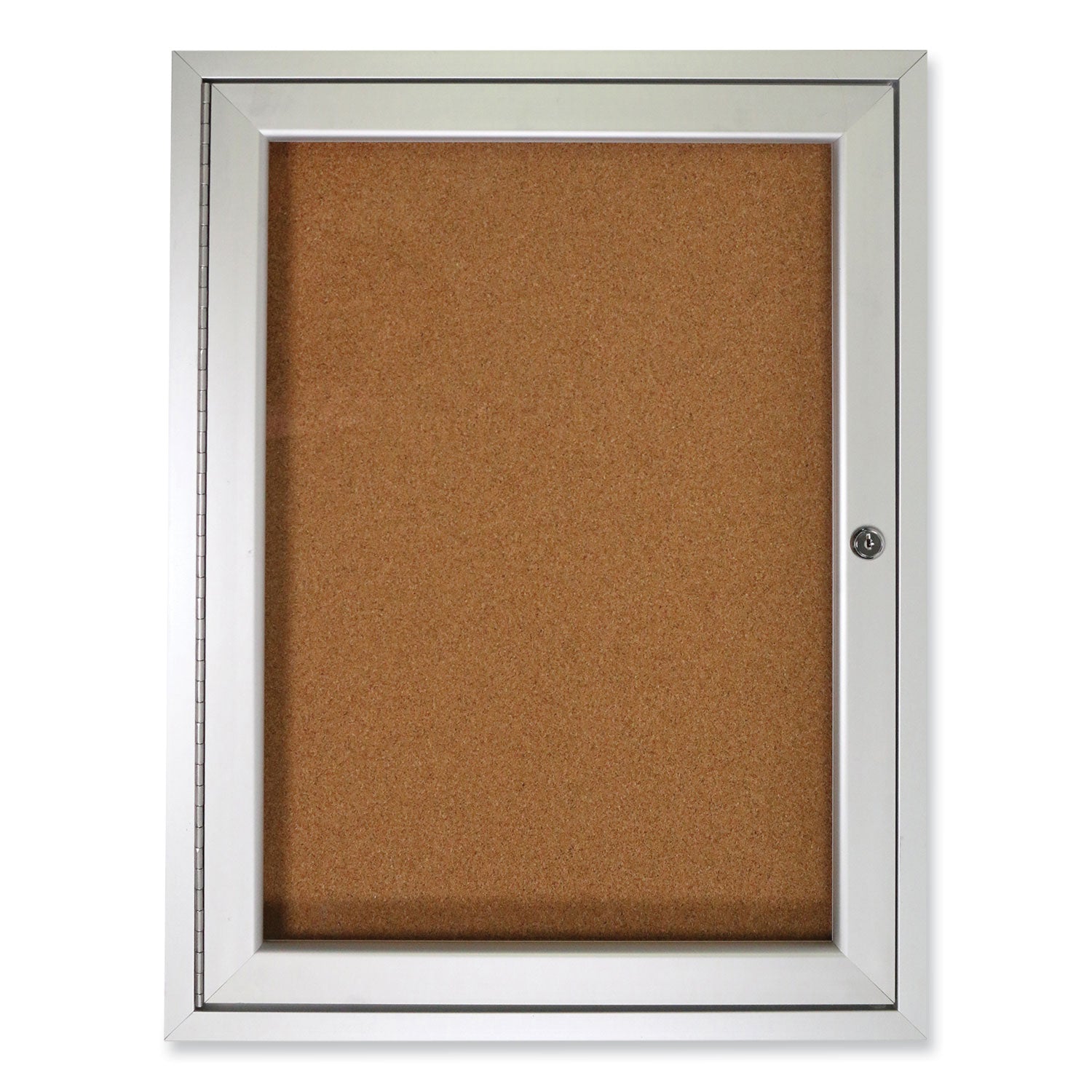 1-door-enclosed-natural-cork-bulletin-board-with-satin-aluminum-frame-36-x-36-tan-surface-ships-in-7-10-business-days_ghepa13636k - 1