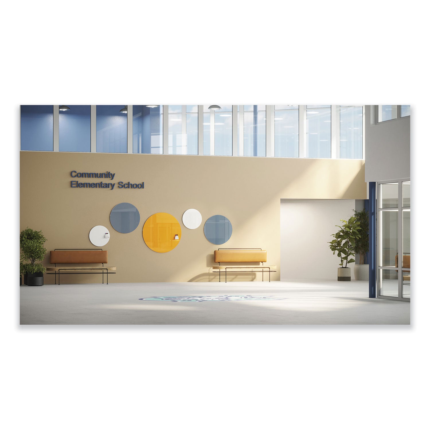 Coda Low Profile Circular Magnetic Glassboard, 36 Diameter, White Surface, Ships in 7-10 Business Days