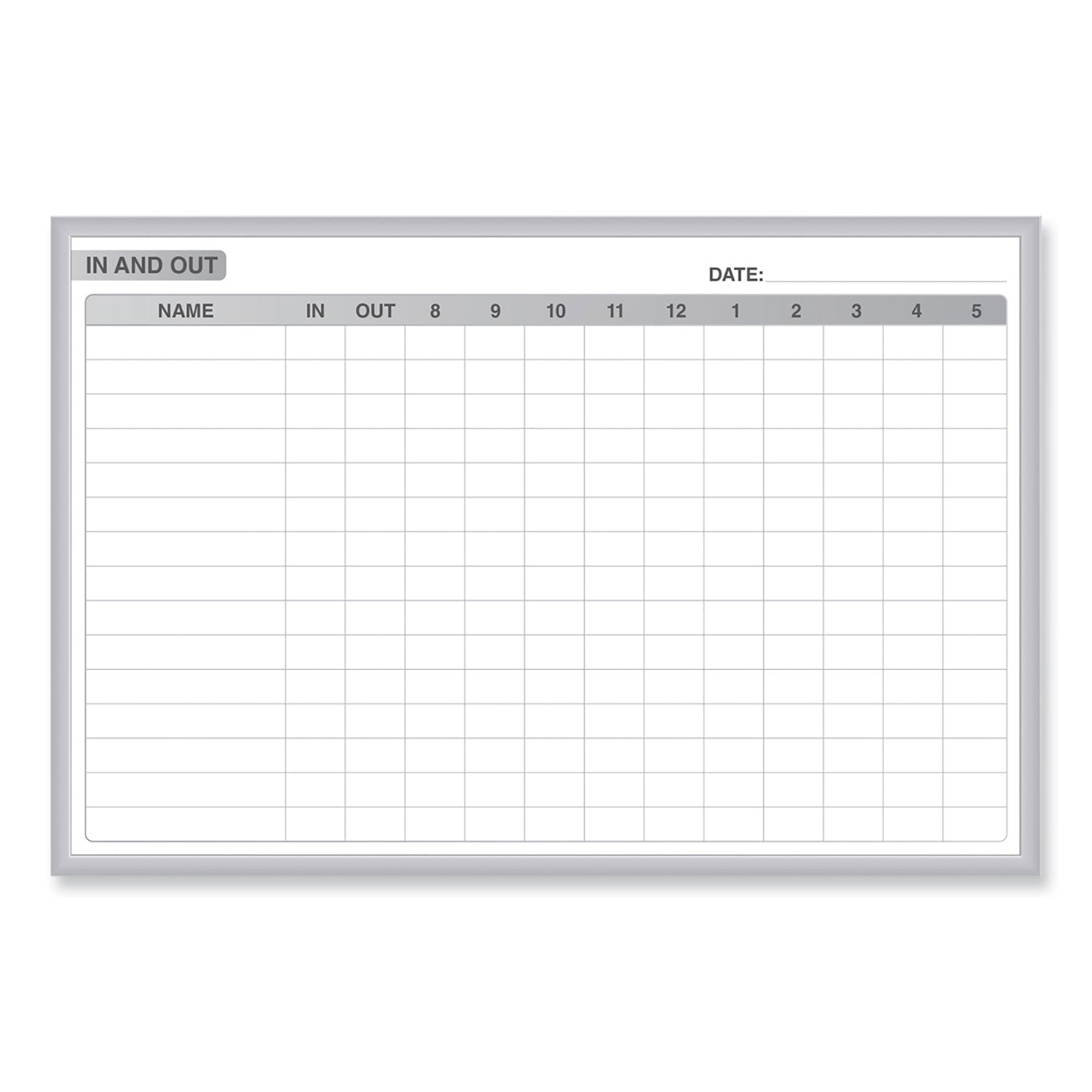 In/Out Magnetic Whiteboard, 36 x 24, White/Gray Surface, Satin Aluminum Frame, Ships in 7-10 Business Days