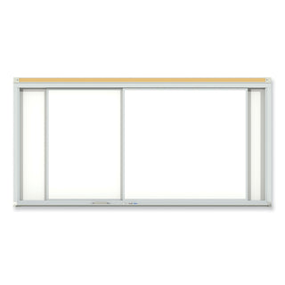 Horizontal Sliding Porcelain Magnetic Whiteboard, 144 x 48, White Surface, Satin Aluminum Frame, Ships in 7-10 Business Days