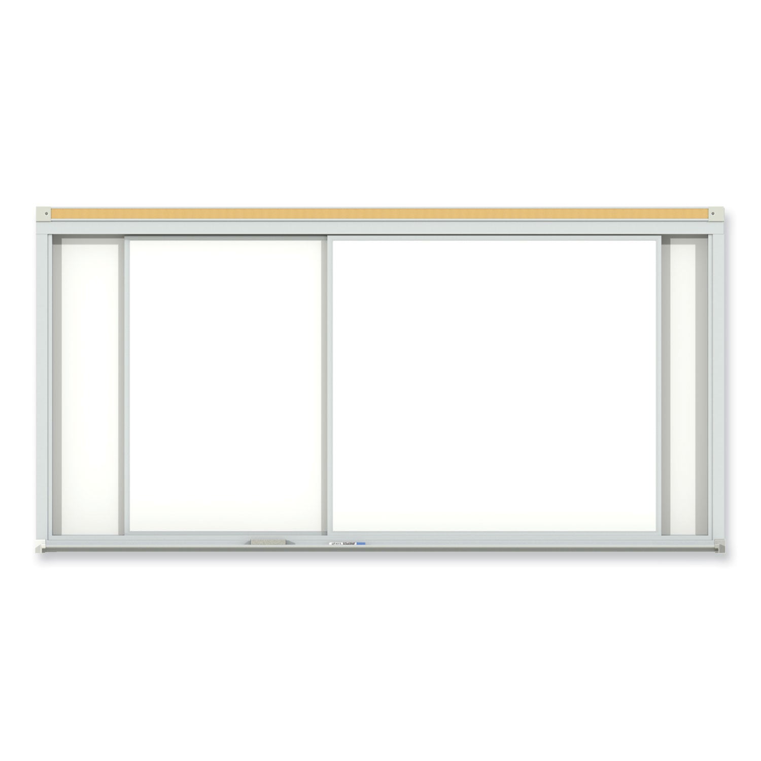 horizontal-sliding-porcelain-magnetic-whiteboard-144-x-48-white-surface-satin-aluminum-frame-ships-in-7-10-business-days_ghehsm2412 - 1