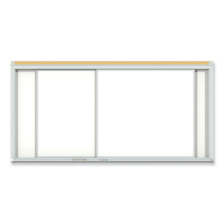 Horizontal Sliding Porcelain Magnetic Whiteboard, 96 x 48, White Surface, Satin Aluminum Frame, Ships in 7-10 Business Days