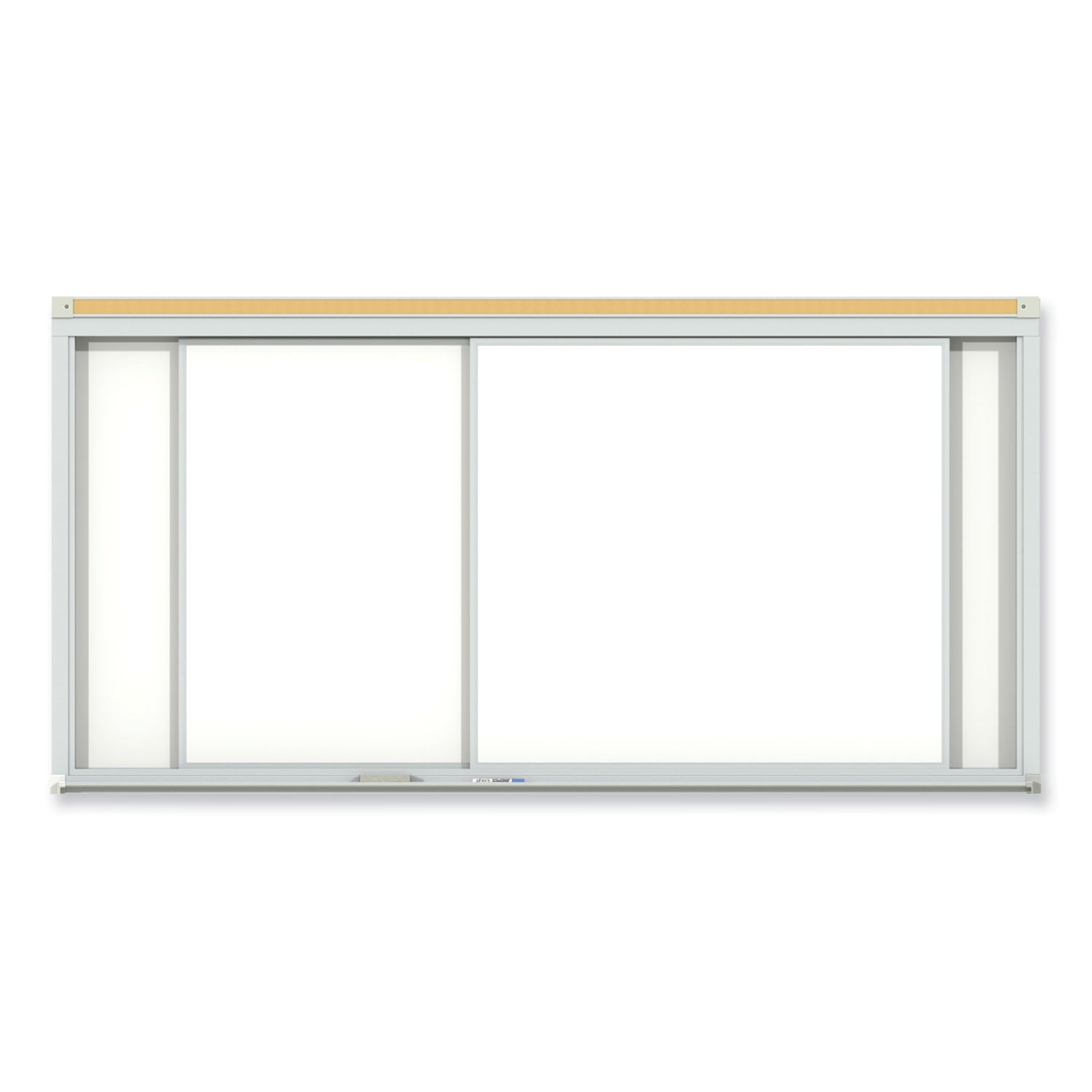 horizontal-sliding-porcelain-magnetic-whiteboard-96-x-48-white-surface-satin-aluminum-frame-ships-in-7-10-business-days_ghehsm248 - 1