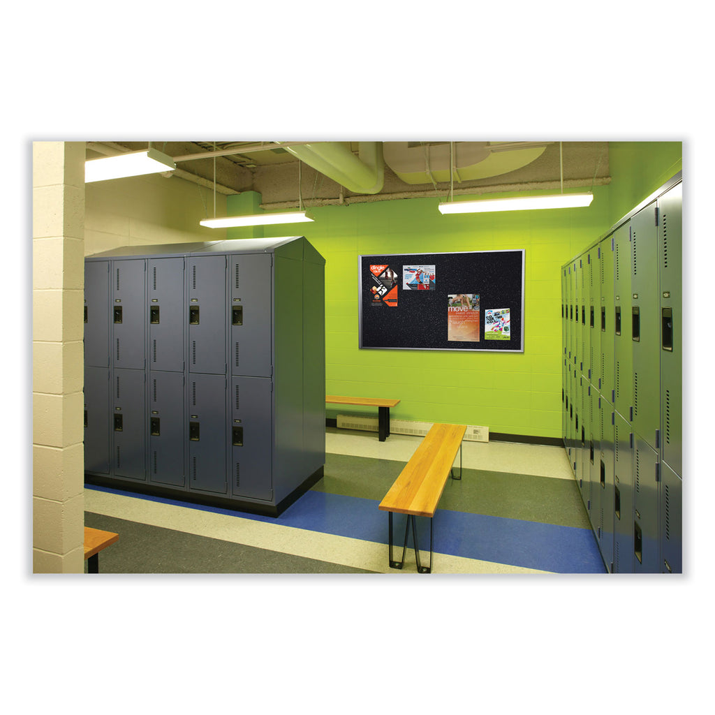 Satin Aluminum-Frame Recycled Rubber Bulletin Boards, 144.5 x 48.5, Confetti Surface, Ships in 7-10 Business Days
