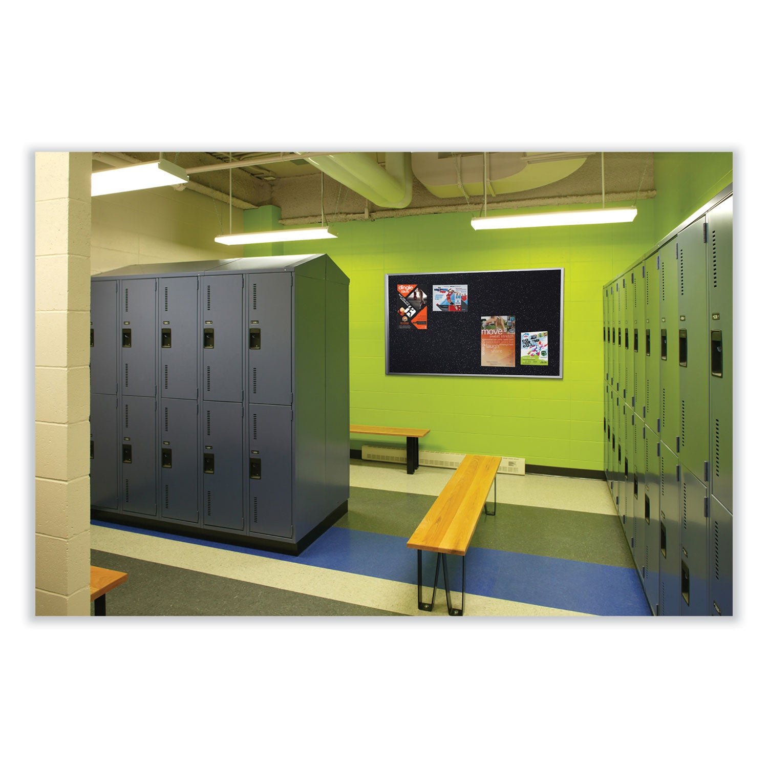 Satin Aluminum-Frame Recycled Rubber Bulletin Boards, 144.5 x 48.5, Confetti Surface, Ships in 7-10 Business Days