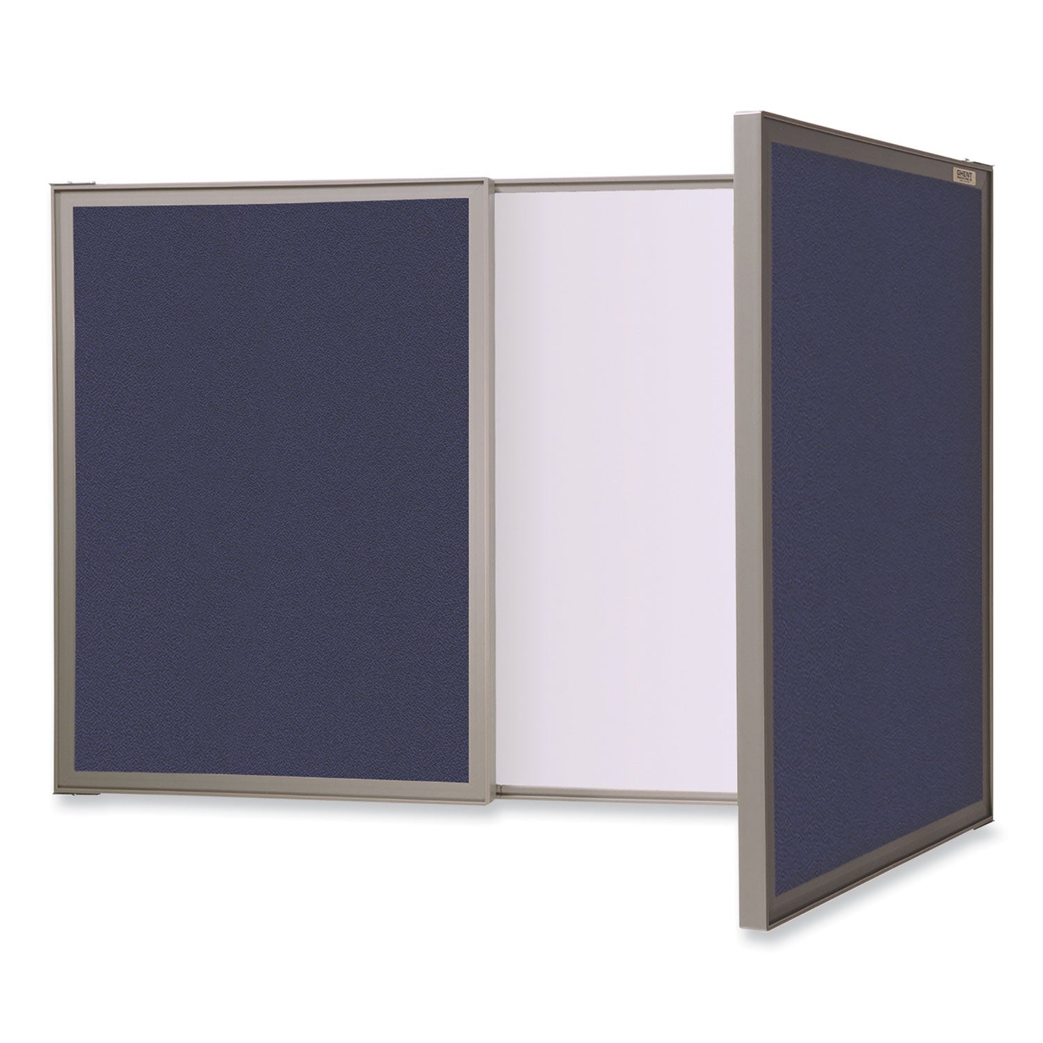 visuall-pc-whiteboard-cabinet-blue-fabric-bulletin-board-exterior-doors-36x24-aluminum-frame-ships-in-7-10-business-days_ghe41301 - 1