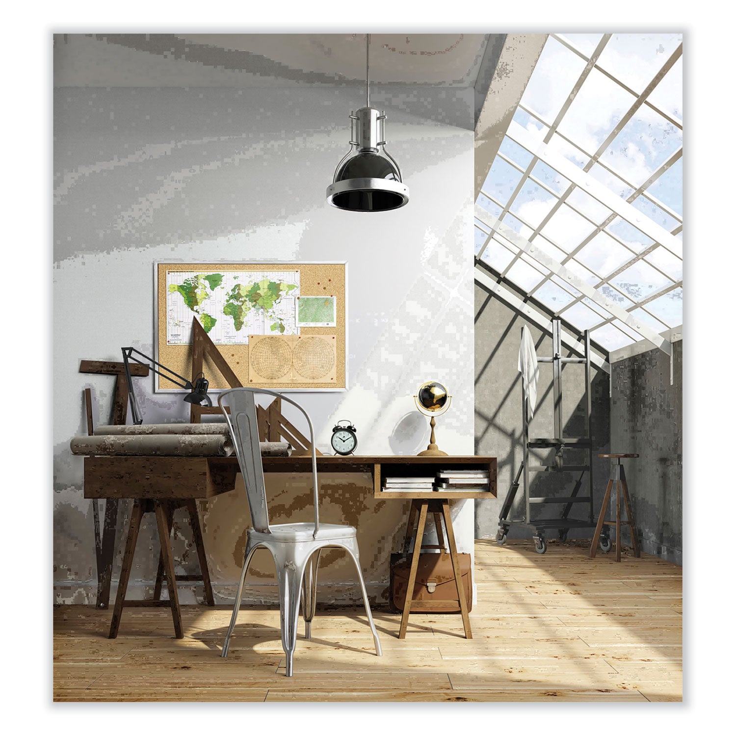 Aluminum-Frame Natural Corkboard, 96.5 x 48.5, Tan Surface, Satin Aluminum Frame, Ships in 7-10 Business Days