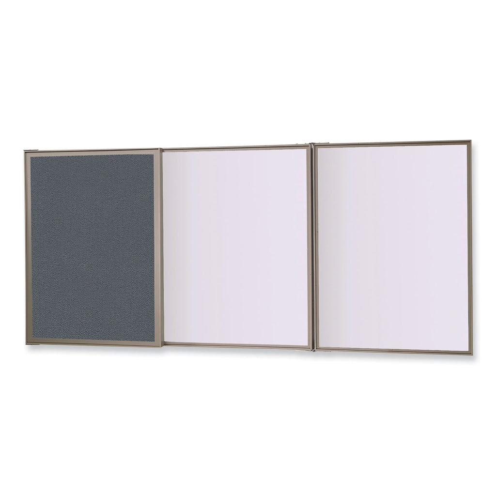 VisuALL PC Whiteboard Cabinet, Gray Fabric Bulletin Board Exterior Doors, 36x24, Aluminum Frame, Ships in 7-10 Business Days