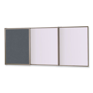VisuALL PC Whiteboard Cabinet, Gray Fabric Bulletin Board Exterior Doors, 36x24, Aluminum Frame, Ships in 7-10 Business Days