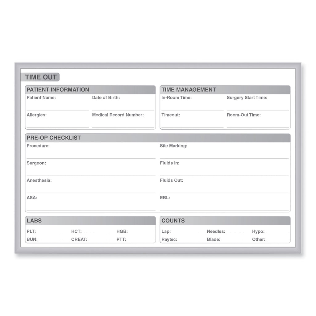 Time Out Magnetic Whiteboard, 24.5 x 18.5, White/Gray Surface, Satin Aluminum Frame, Ships in 7-10 Business Days