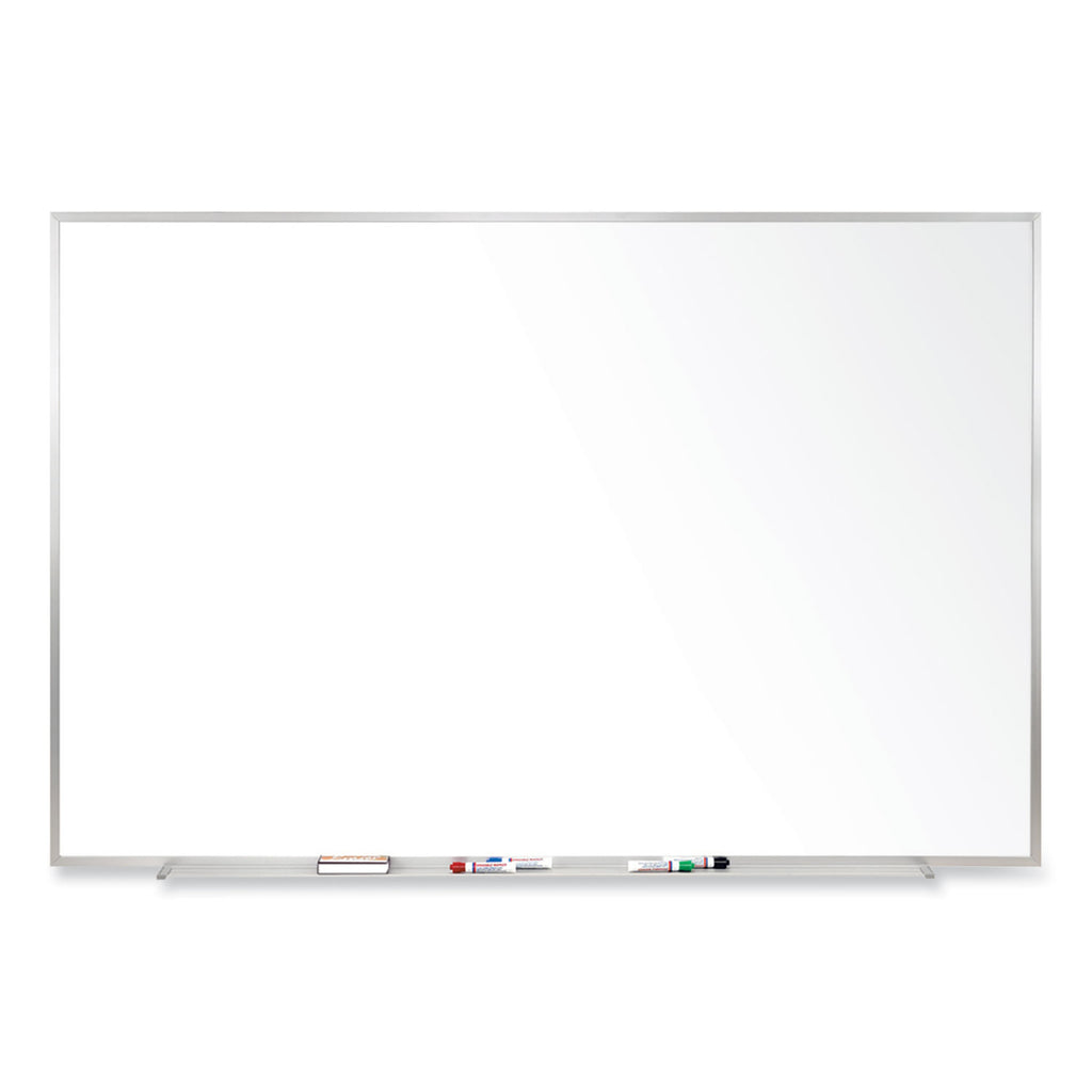 Magnetic Porcelain Whiteboard with Satin Aluminum Frame, 72.5 x 48.5, White Surface, Ships in 7-10 Business Days