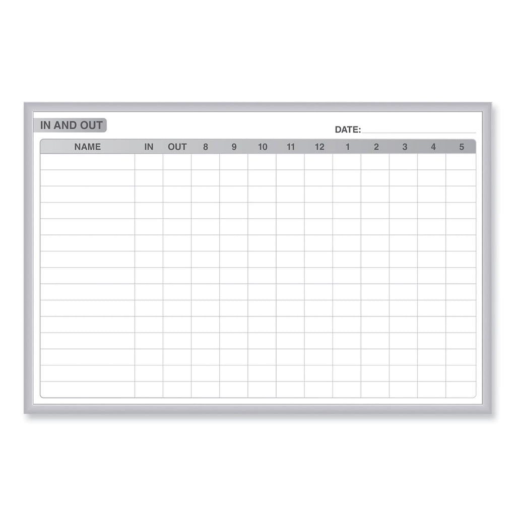 In/Out Magnetic Whiteboard, 48.5 x 36.5, White/Gray Surface, Satin Aluminum Frame, Ships in 7-10 Business Days