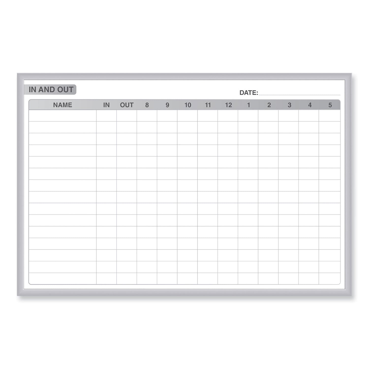 In/Out Magnetic Whiteboard, 48.5 x 36.5, White/Gray Surface, Satin Aluminum Frame, Ships in 7-10 Business Days