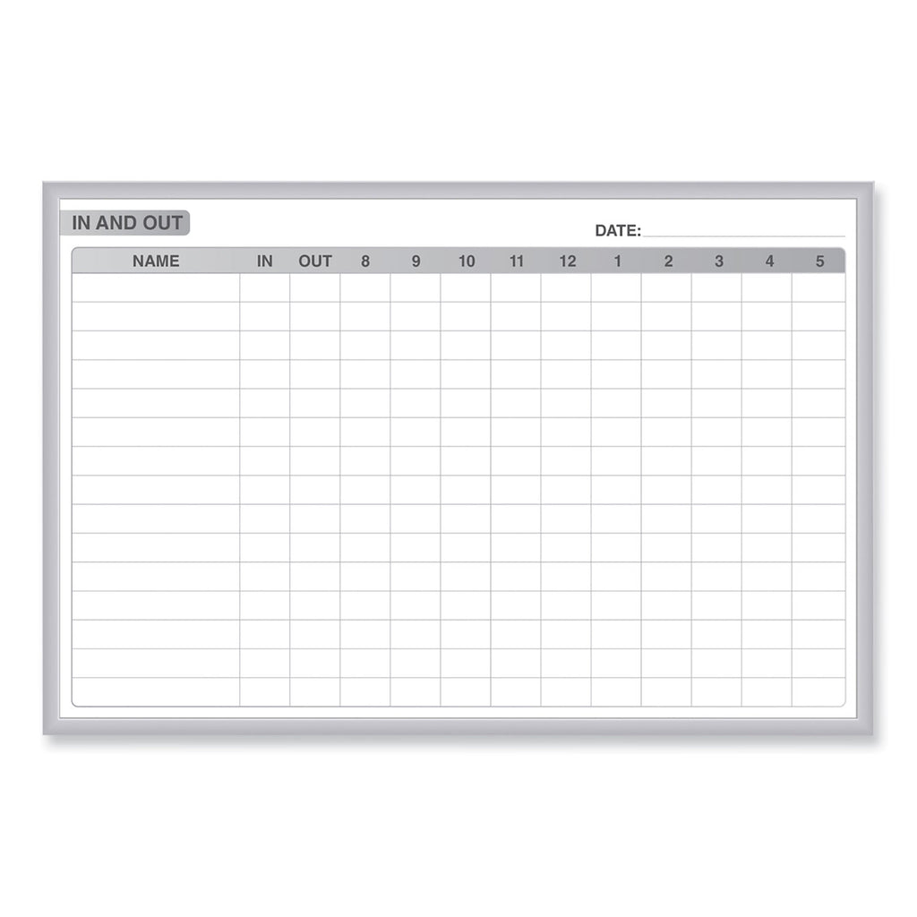 In/Out Magnetic Whiteboard, 72.5 x 48.5, White/Gray Surface, Satin Aluminum Frame, Ships in 7-10 Business Days