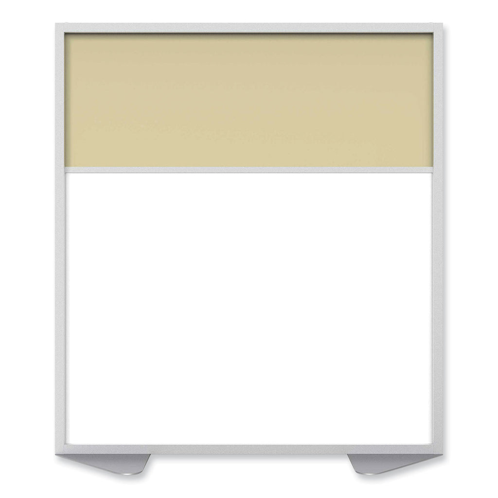 Floor Partition with Aluminum Frame and 2 Split Panel Infill, 48.06 x 2.04 x 53.86, White/Carmel, Ships in 7-10 Business Days