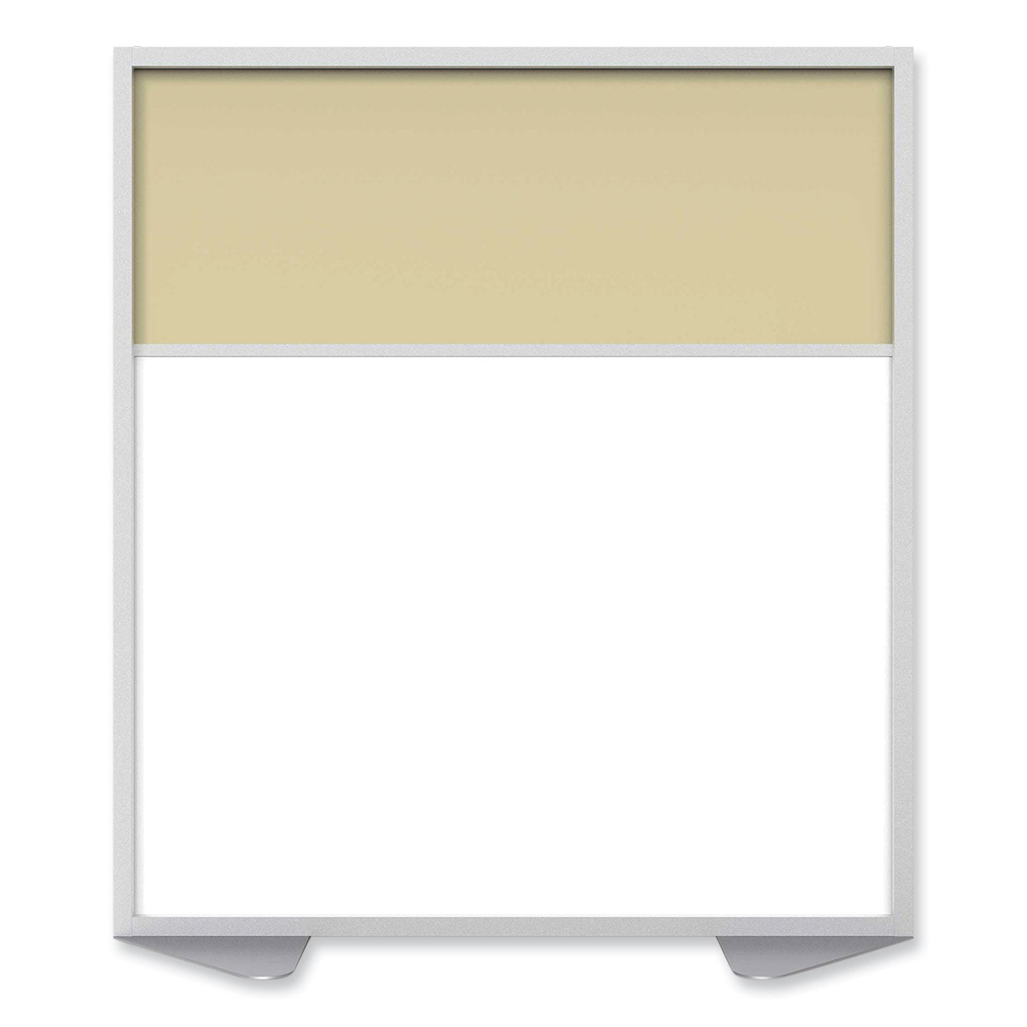 Floor Partition with Aluminum Frame and 2 Split Panel Infill, 48.06 x 2.04 x 53.86, White/Carmel, Ships in 7-10 Business Days
