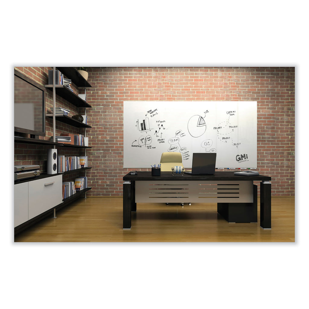 Aria Low Profile Magnetic Glass Whiteboard, 96 x 48, White Surface, Ships in 7-10 Business Days