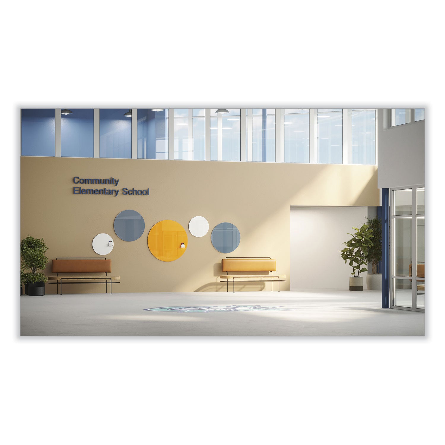 Coda Low Profile Circular Non-Magnetic Glassboard, 36 Diameter, White Surface, Ships in 7-10 Business Days