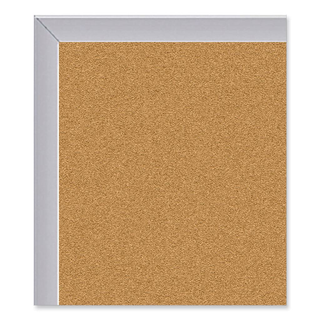 Aluminum-Frame Natural Corkboard, 60.5 x 48.5, Tan Surface, Satin Aluminum Frame, Ships in 7-10 Business Days