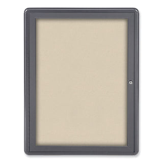 ovation-1-door-enclosed-beige-fabric-bulletin-board-w-gray-frame-2413x3375-aluminum-frame-ships-in-7-10-business-days_gheovg1f90 - 1