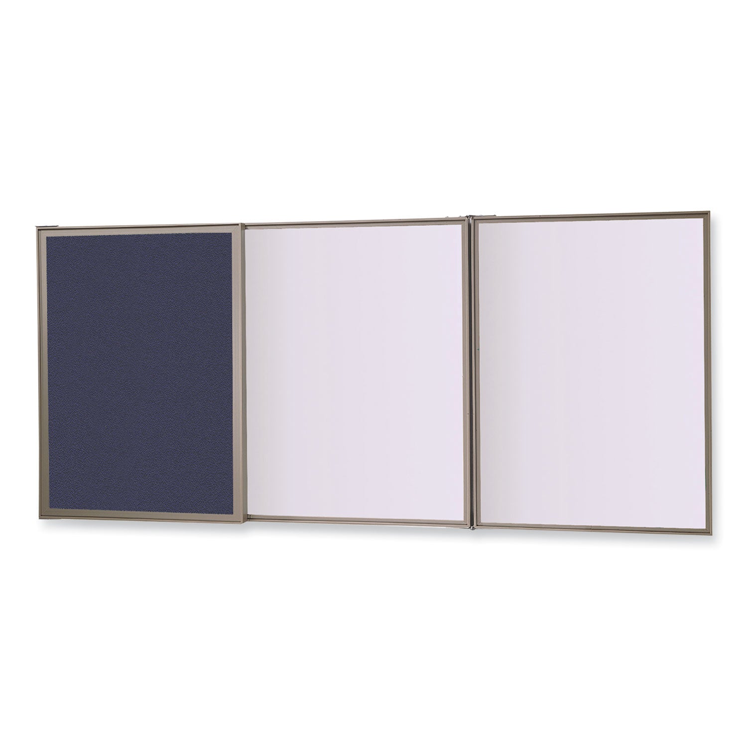VisuALL PC Whiteboard Cabinet, Blue Fabric Bulletin Board Exterior Doors, 36x24, Aluminum Frame, Ships in 7-10 Business Days