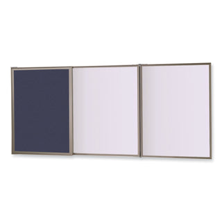 VisuALL PC Whiteboard Cabinet, Blue Fabric Bulletin Board Exterior Doors, 36x24, Aluminum Frame, Ships in 7-10 Business Days