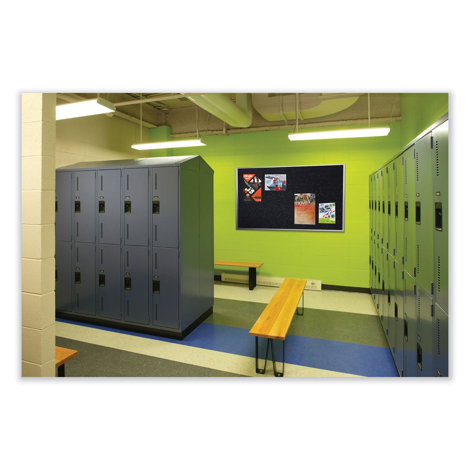 Satin Aluminum-Frame Recycled Rubber Bulletin Boards, 120.5 x 48.5, Confetti Surface, Ships in 7-10 Business Days