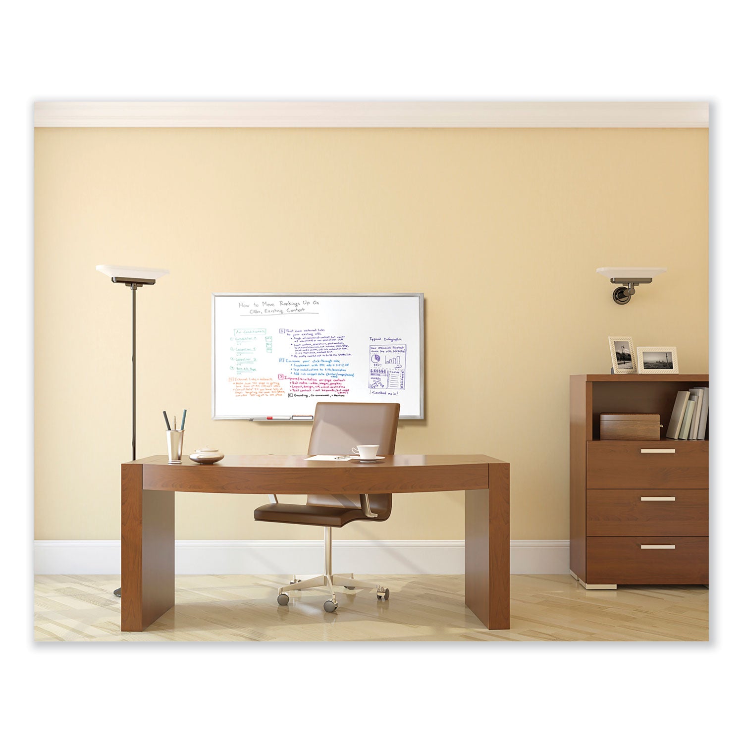 Non-Magnetic Whiteboard with Aluminum Frame, 96.63 x 48.47, White Surface, Satin Aluminum Frame, Ships in 7-10 Business Days