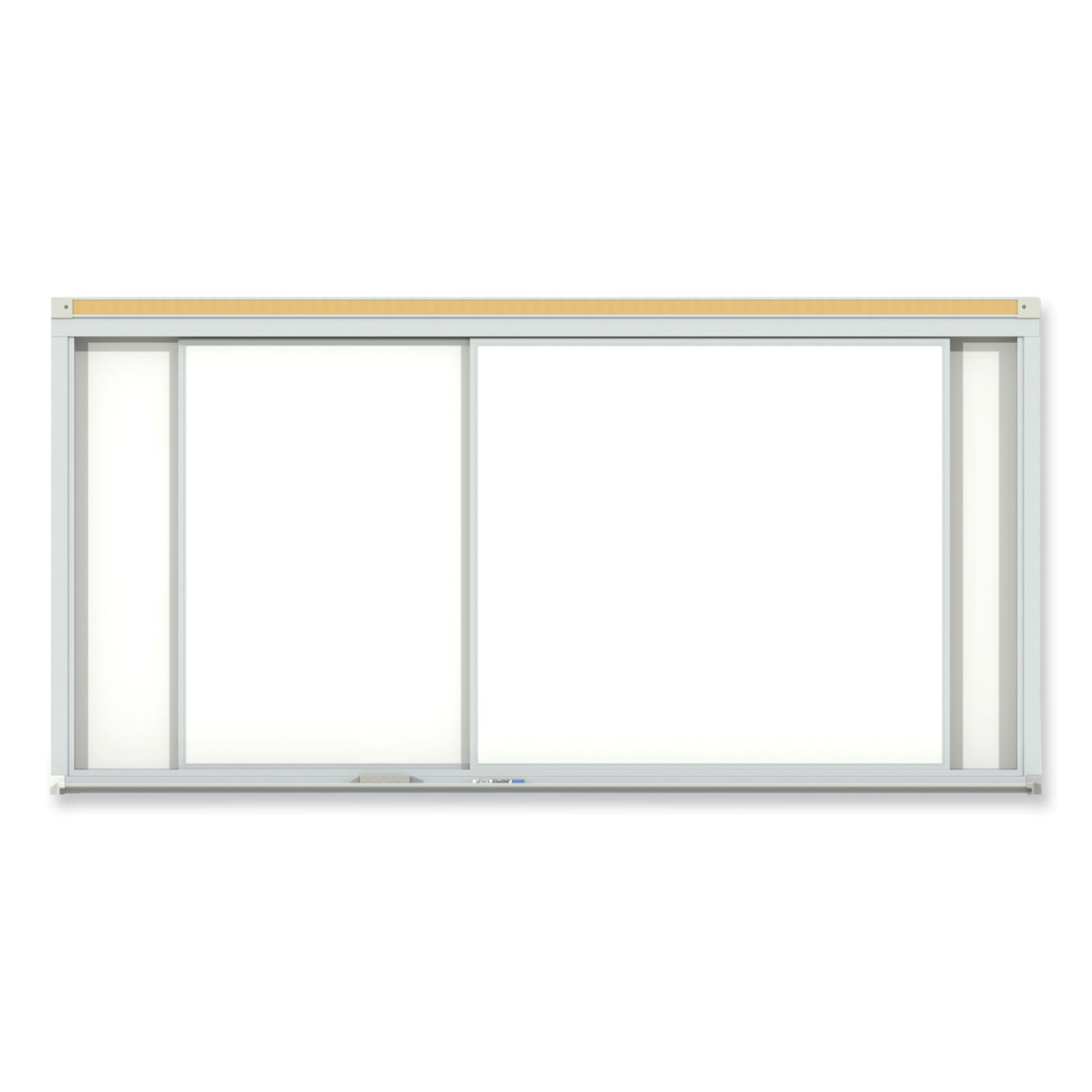 horizontal-sliding-porcelain-magnetic-whiteboard-72-x-48-white-surface-satin-aluminum-frame-ships-in-7-10-business-days_ghehsm246 - 1