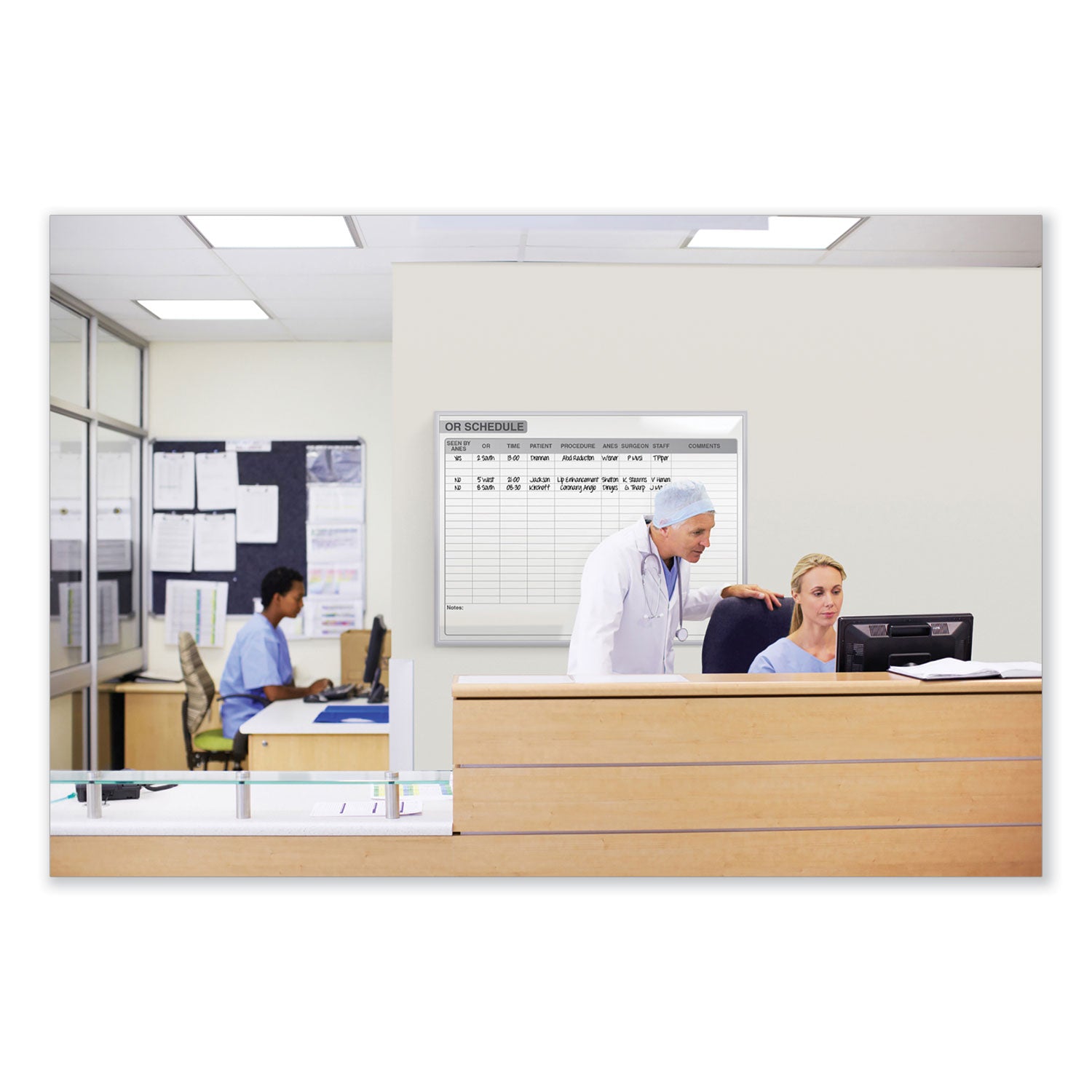 OR Schedule Magnetic Whiteboard, 48.5 x 36.5, White/Gray Surface, Satin Aluminum Frame, Ships in 7-10 Business Days