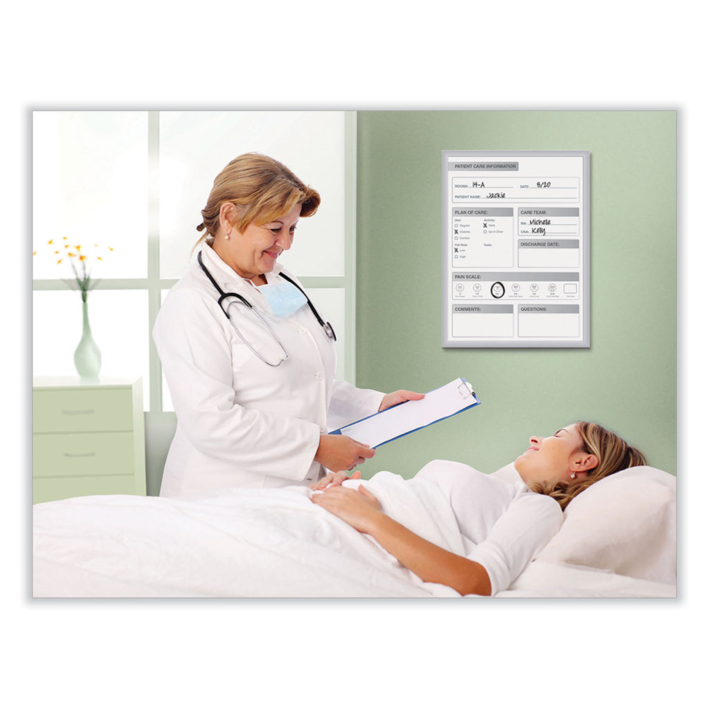 Patient Room Magnetic Whiteboard, 18.5 x 24.5, White/Gray Surface, Satin Aluminum Frame, Ships in 7-10 Business Days