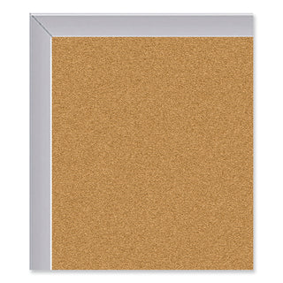 Aluminum-Frame Natural Corkboard, 96.5 x 48.5, Tan Surface, Satin Aluminum Frame, Ships in 7-10 Business Days