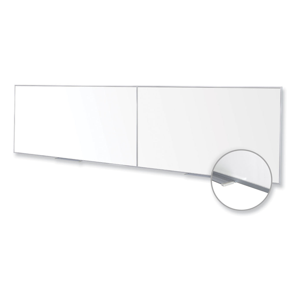 Magnetic Porcelain Whiteboard with Satin Aluminum Frame, 193 x 48.5, White Surface, Ships in 7-10 Business Days