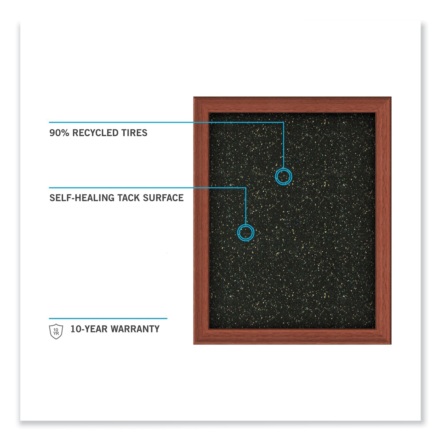 Aluminum-Frame Recycled Rubber Bulletin Boards, 36 x 24, Confetti Surface, Satin Aluminum Frame, Ships in 7-10 Business Days