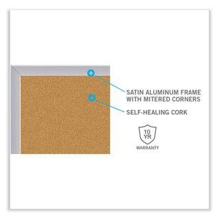 Aluminum-Frame Natural Corkboard, 96.5 x 48.5, Tan Surface, Satin Aluminum Frame, Ships in 7-10 Business Days