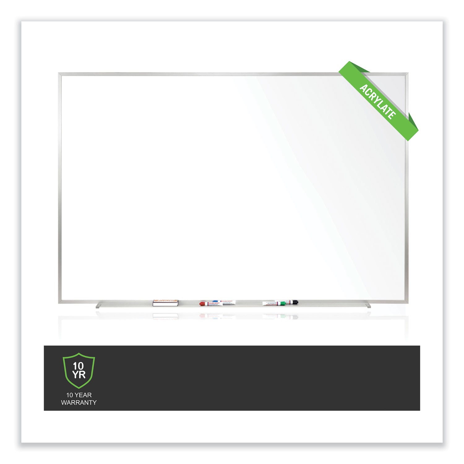 Non-Magnetic Whiteboard with Aluminum Frame, 96.63 x 48.47, White Surface, Satin Aluminum Frame, Ships in 7-10 Business Days