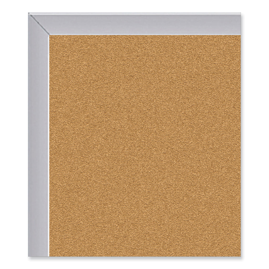 Aluminum-Frame Natural Corkboard, 46.5 x 36, Tan Surface, Satin Aluminum Frame, Ships in 7-10 Business Days