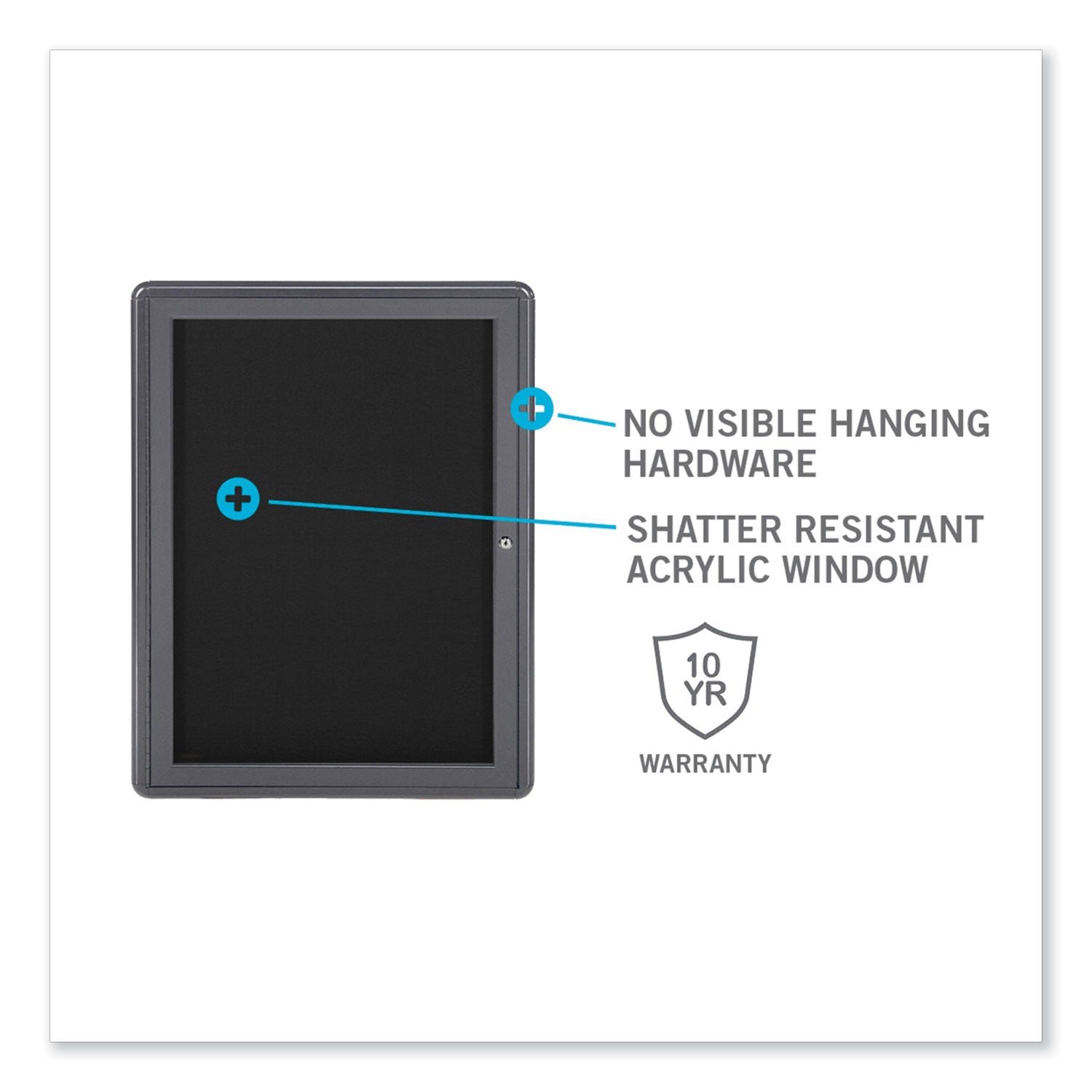Enclosed Letterboard, 24.13 x 33.75, Gray Powder-Coated Aluminum Frame, Ships in 7-10 Business Days
