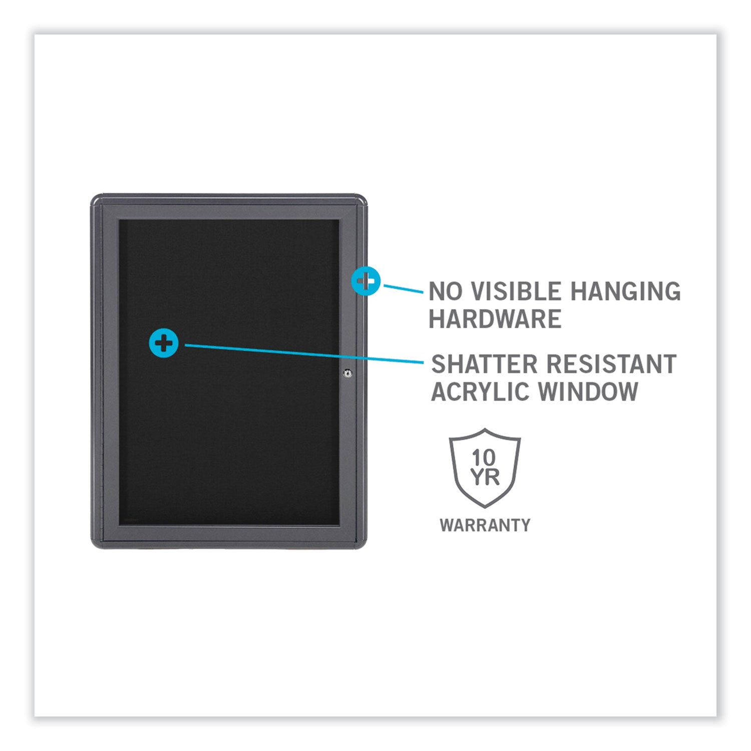 Enclosed Letterboard, 24.13 x 33.75, Gray Powder-Coated Aluminum Frame, Ships in 7-10 Business Days