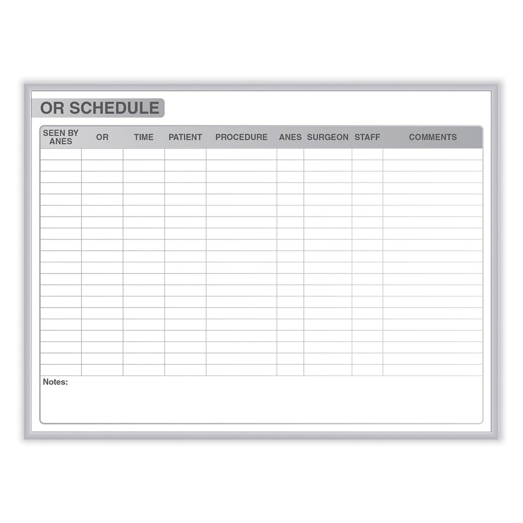 OR Schedule Magnetic Whiteboard, 48.5 x 36.5, White/Gray Surface, Satin Aluminum Frame, Ships in 7-10 Business Days