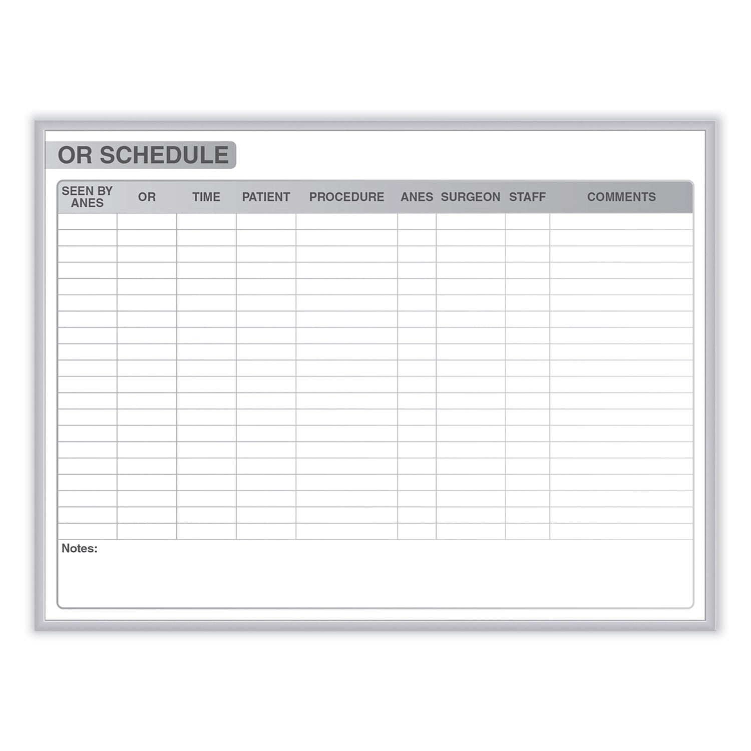 OR Schedule Magnetic Whiteboard, 48.5 x 36.5, White/Gray Surface, Satin Aluminum Frame, Ships in 7-10 Business Days