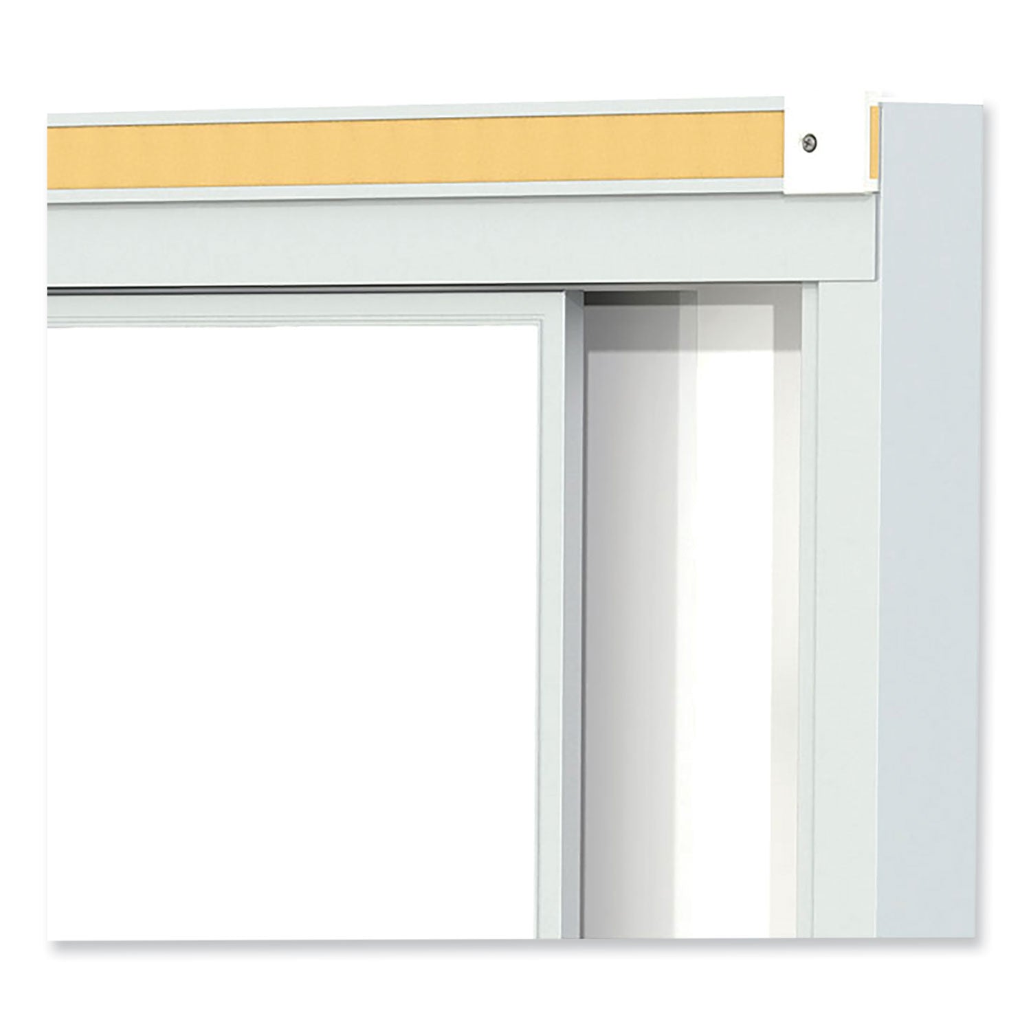 Horizontal Sliding Porcelain Magnetic Whiteboard, 144 x 48, White Surface, Satin Aluminum Frame, Ships in 7-10 Business Days