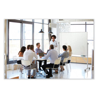 Reversible Magnetic Porcelain Whiteboard, Satin Aluminum Frame, 53.25 x 72.25, White Surface, Ships in 7-10 Business Days