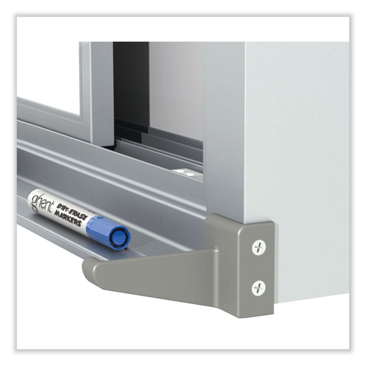 Horizontal Sliding Porcelain Magnetic Whiteboard, 96 x 48, White Surface, Satin Aluminum Frame, Ships in 7-10 Business Days