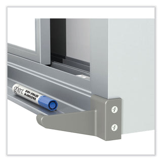 Horizontal Sliding Porcelain Magnetic Whiteboard, 96 x 48, White Surface, Satin Aluminum Frame, Ships in 7-10 Business Days