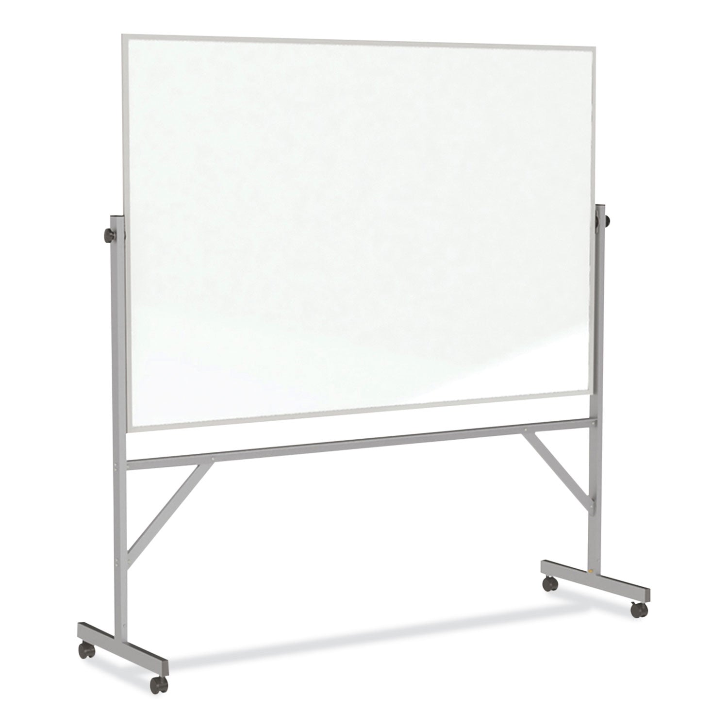 Reversible Magnetic Porcelain Whiteboard with Satin Aluminum Frame, 77.25 x 78.13, White Surface, Ships in 7-10 Business Days - 1