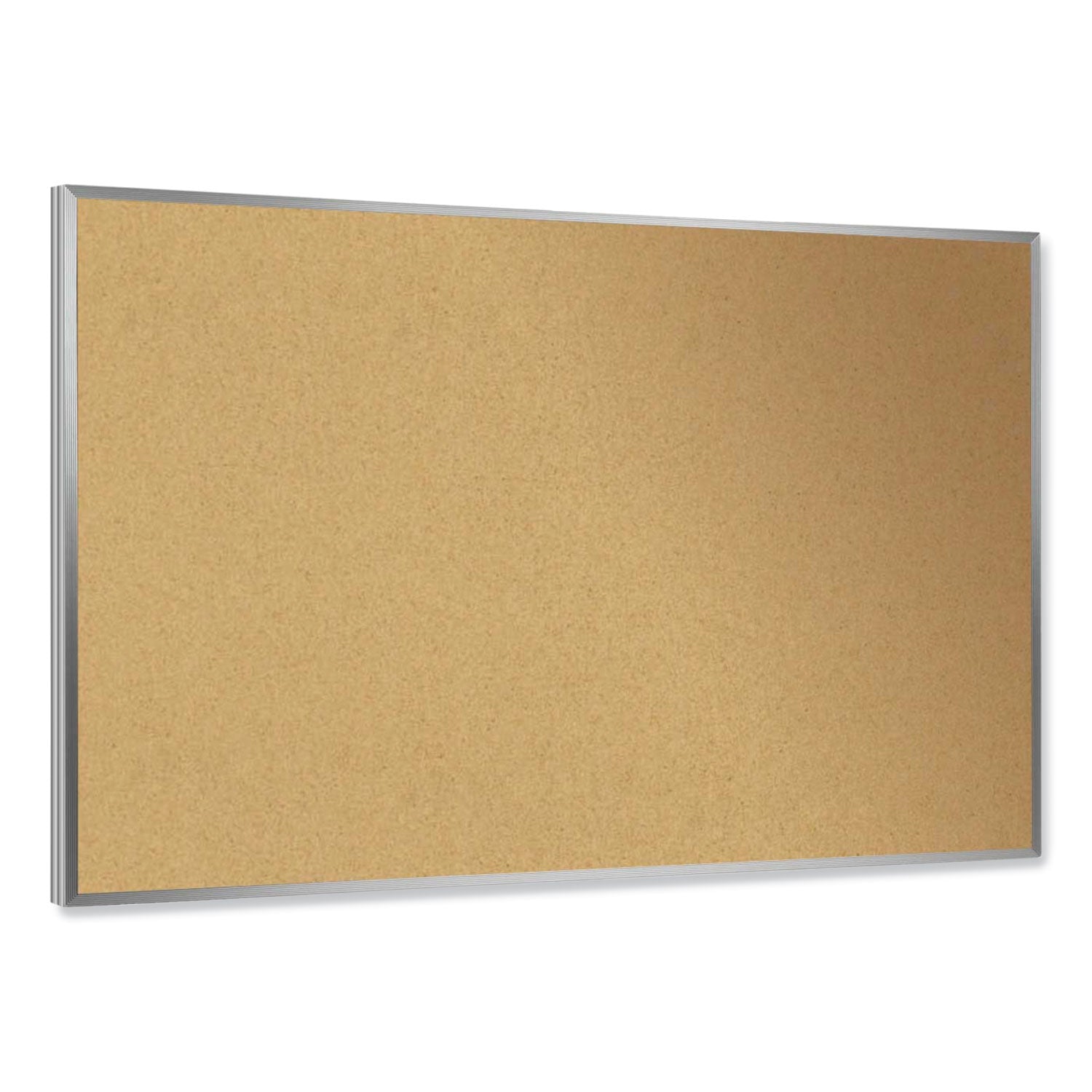 Aluminum-Frame Natural Corkboard, 46.5 x 36, Tan Surface, Satin Aluminum Frame, Ships in 7-10 Business Days