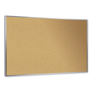 Aluminum-Frame Natural Corkboard, 46.5 x 36, Tan Surface, Satin Aluminum Frame, Ships in 7-10 Business Days